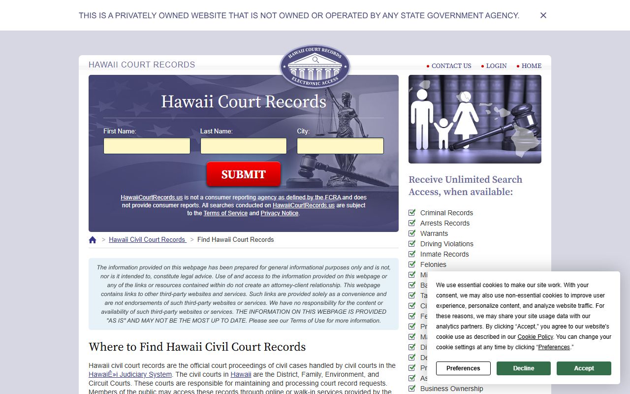 Hilo Civil Court Records third-party search guide