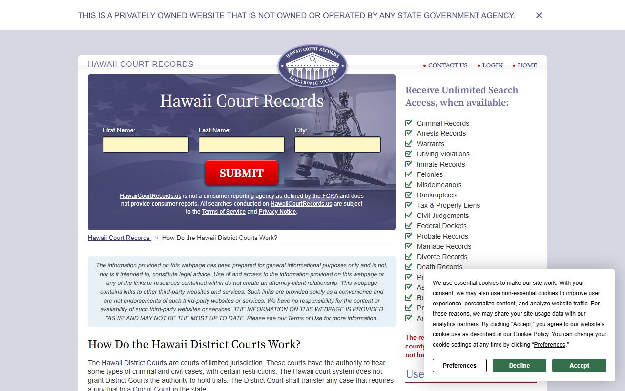 Pearl City Civil Court Records district court services overview