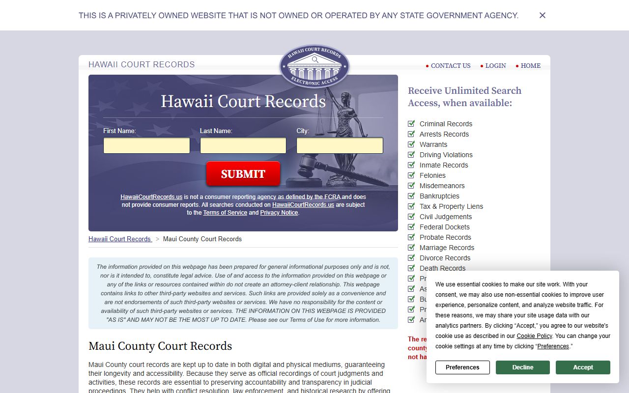 Maui County Civil Court Records third-party guide overview