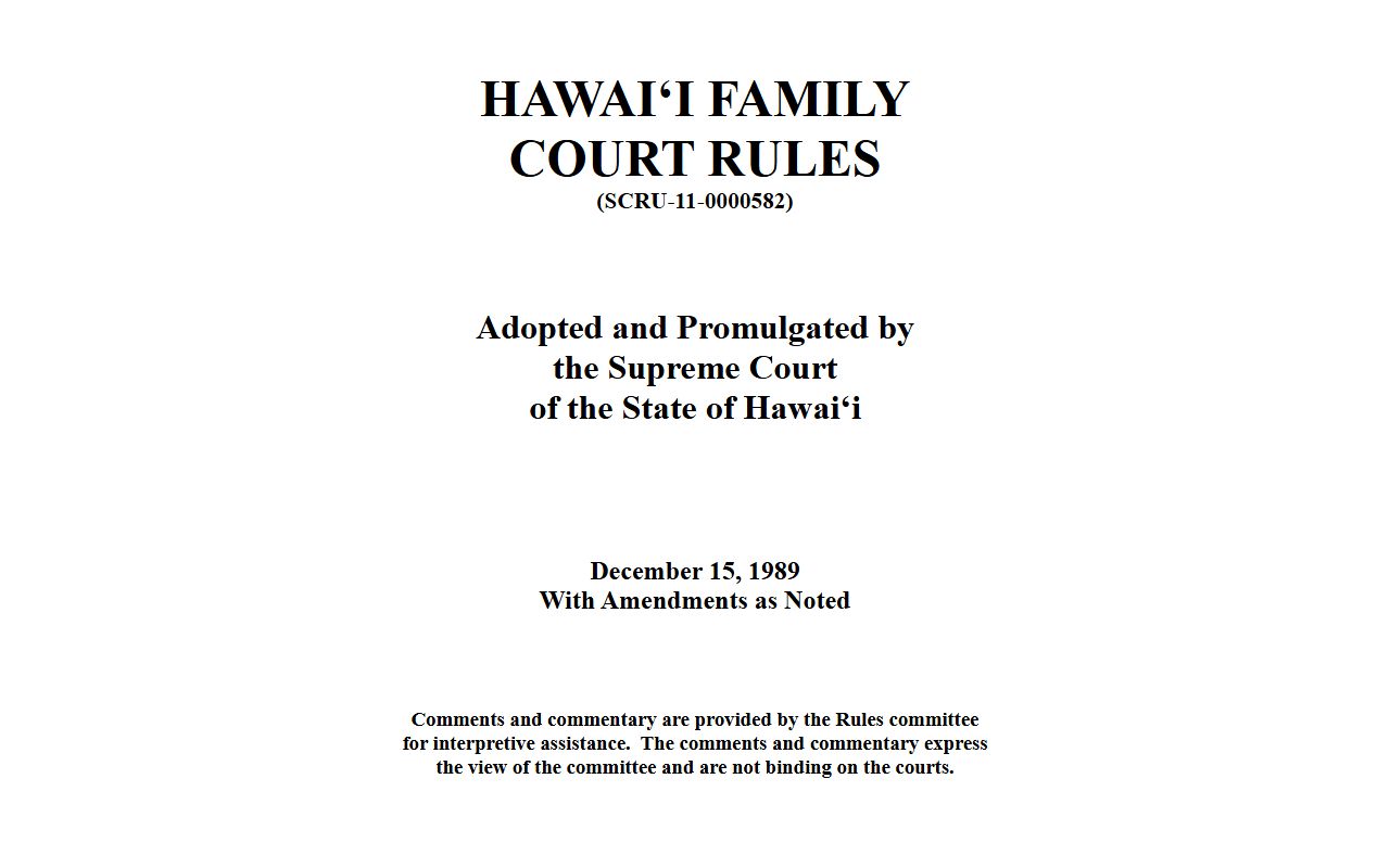 Hawaii Family Court Rules page linked with Civil Court Records help